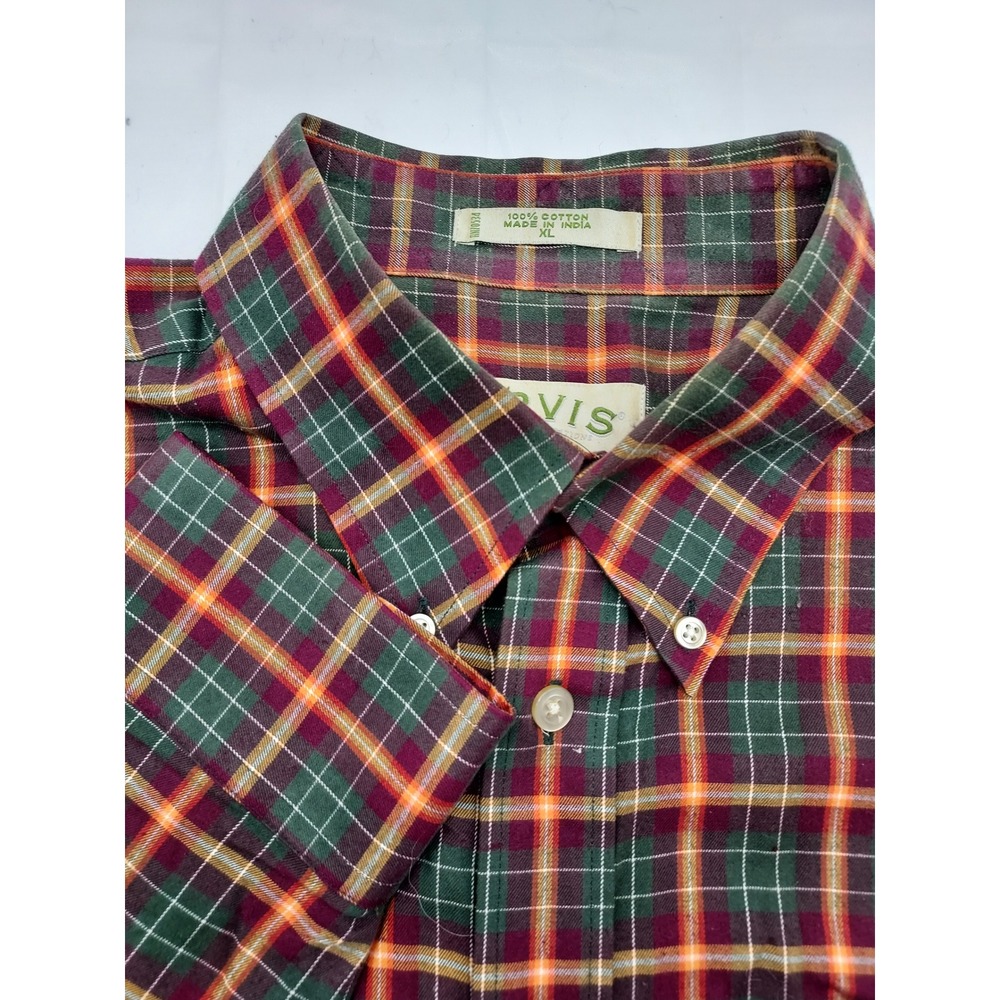 Orvis Mens XL Button Down Shirt Long Sleeve Plaid‎ Checkered Casual Top